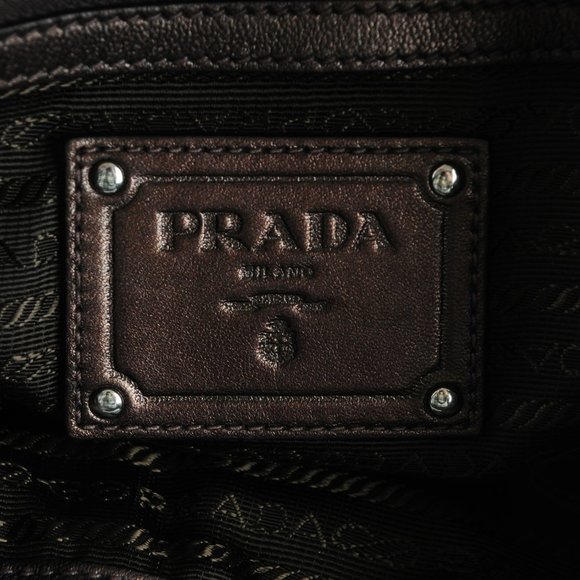 PRADA Metallic Nappa Ruffle Hobo Grafite Mordore - Picture 2 of 7